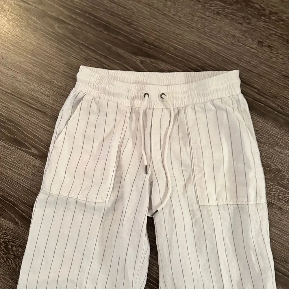 Athleta Linen Striped Bali Crop Pants Size 4